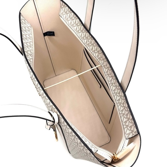 Michael Kors Pratt Large Signature Logo Tote Bag Light Cream Multi - Picture 8 of 11